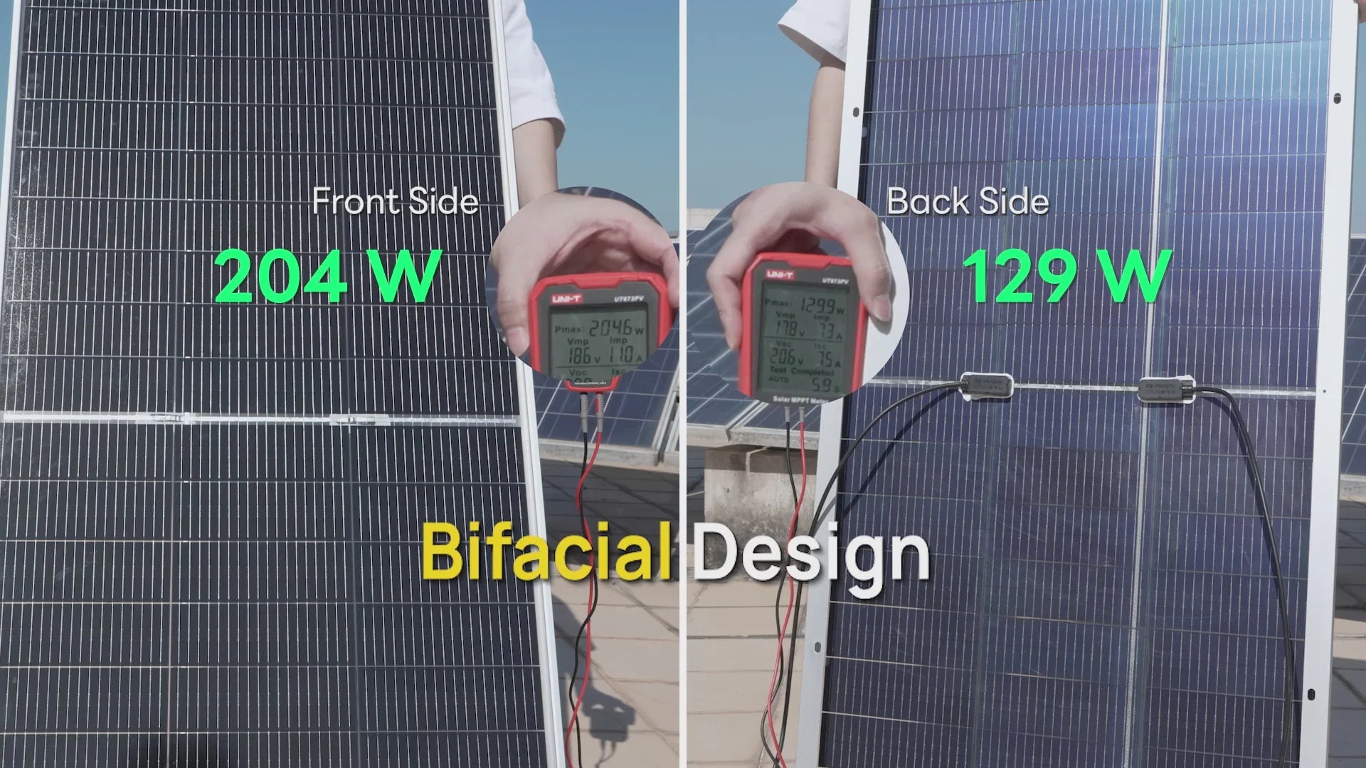 Eco-Worthy 195W N-Type 18BB Bifacial Solar Panel with 25% High Conversion Efficiency