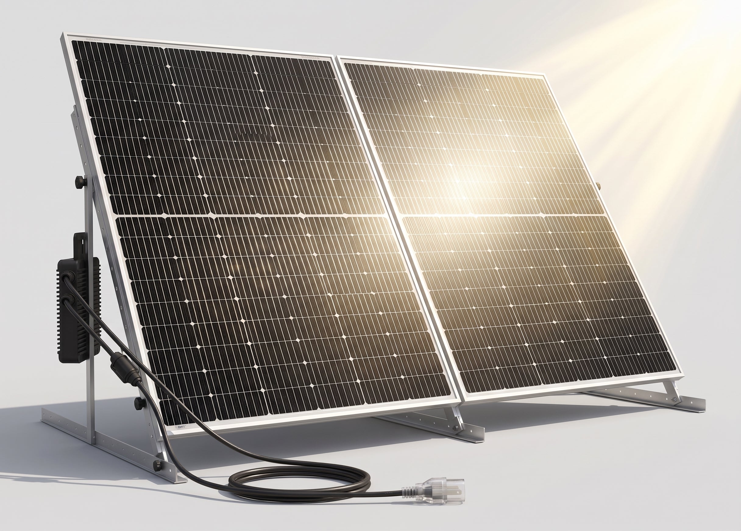 390W DIY Plug-and-Play Grid-Tied Solar Kit | Hoymiles 361W UL 3700 120V Microinverter, 2x 195W Bifacial Panels & Adjustable Tilt Mounts