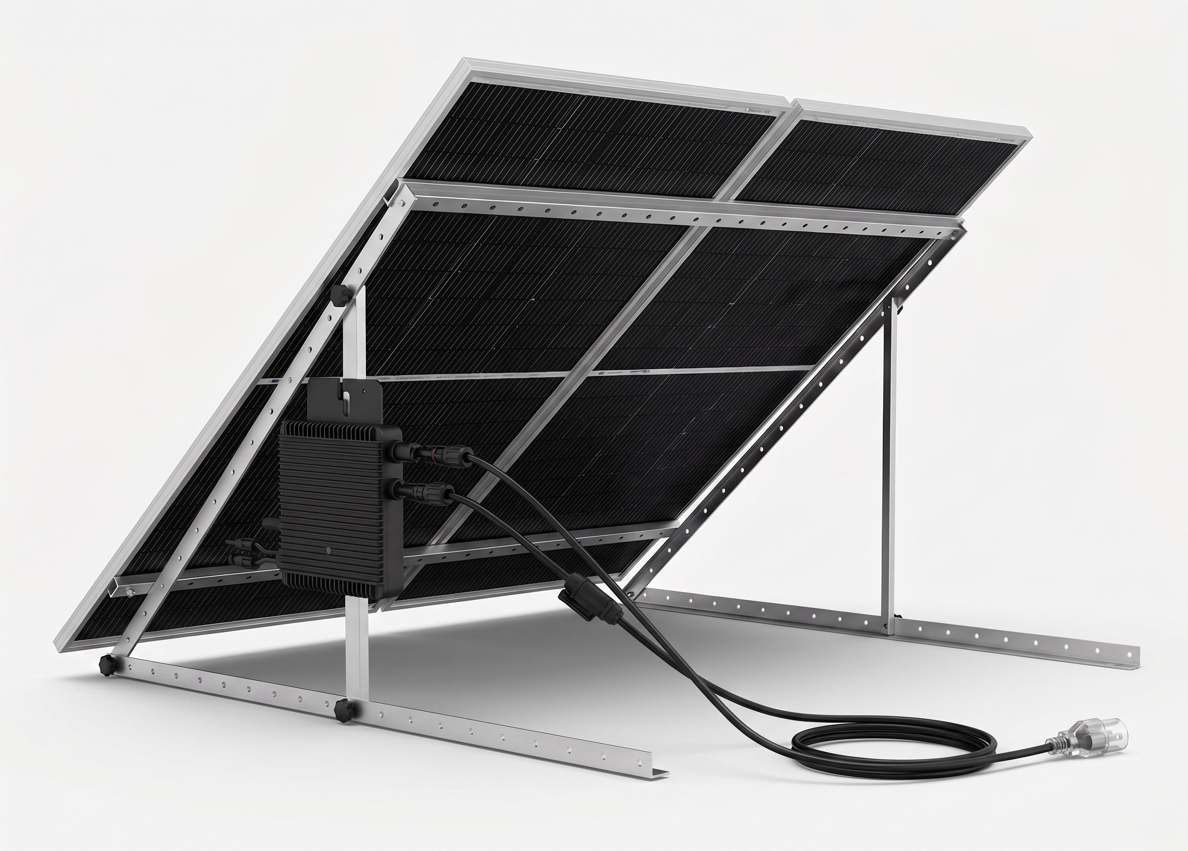390W DIY Plug-and-Play Grid-Tied Solar Kit | Hoymiles 361W UL 3700 120V Microinverter, 2x 195W Bifacial Panels & Adjustable Tilt Mounts