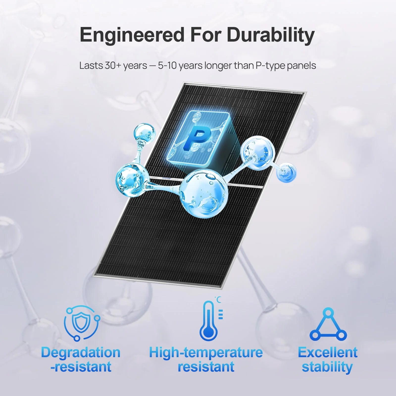 Eco-Worthy 195W N-Type 18BB Bifacial Solar Panel with 25% High Conversion Efficiency