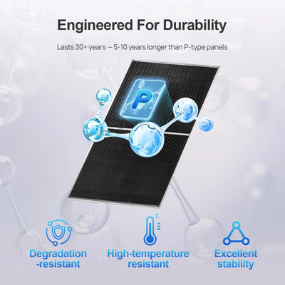 Eco-Worthy 195W N-Type 18BB Bifacial Solar Panel with 25% High Conversion Efficiency