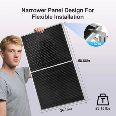 Eco-Worthy 195W N-Type 18BB Bifacial Solar Panel with 25% High Conversion Efficiency